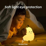7-Color Soft Pear Silicone Night Lamp | USB Rechargeable Touch Sensor Light for Kids & Bedroom
