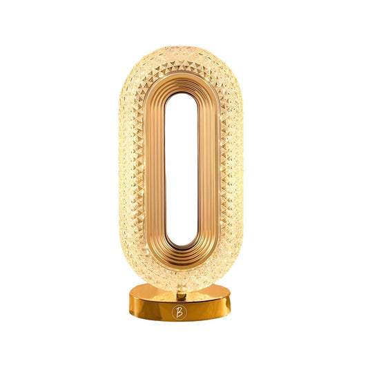 Oval Crystal Touch Lamp | USB Rechargeable Gold Table & Bedside Light