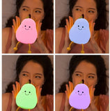 7-Color Soft Pear Silicone Night Lamp | USB Rechargeable Touch Sensor Light for Kids &amp; Bedroom