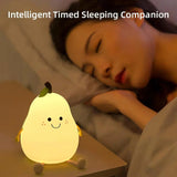 7-Color Soft Pear Silicone Night Lamp | USB Rechargeable Touch Sensor Light for Kids &amp; Bedroom
