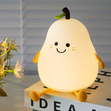 7-Color Soft Pear Silicone Night Lamp | USB Rechargeable Touch Sensor Light for Kids &amp; Bedroom