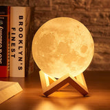 3D Moon Night Light 15cm | 7 Colors Touch Sensor & Wooden Stand
