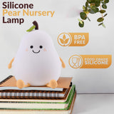 7-Color Soft Pear Silicone Night Lamp | USB Rechargeable Touch Sensor Light for Kids &amp; Bedroom